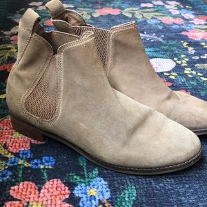 Toms Tan Suede Chelsea Boots, Size 9.5